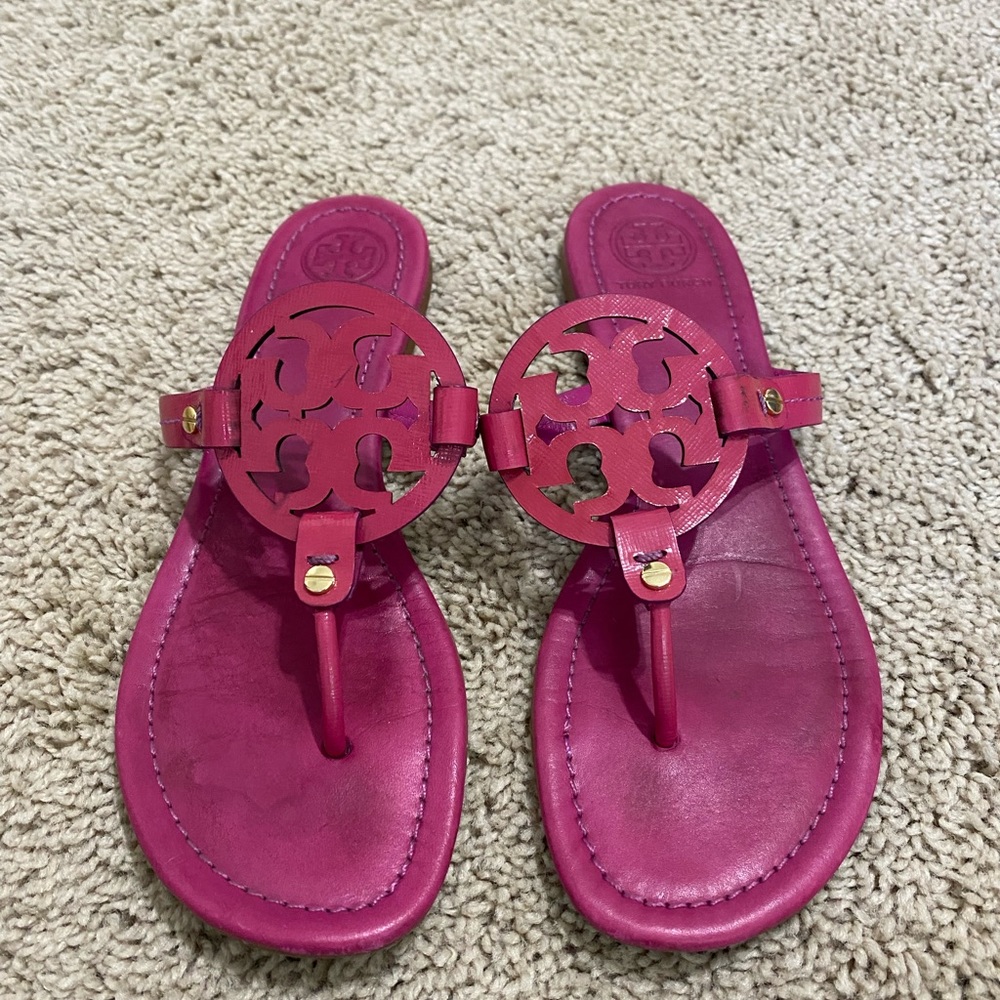 Tory Burch raspberry sandals, size 9 good condition